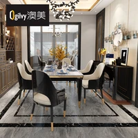 postmodern light luxury dining table and chair combination 6 person rectangular solid wood italian marble high end