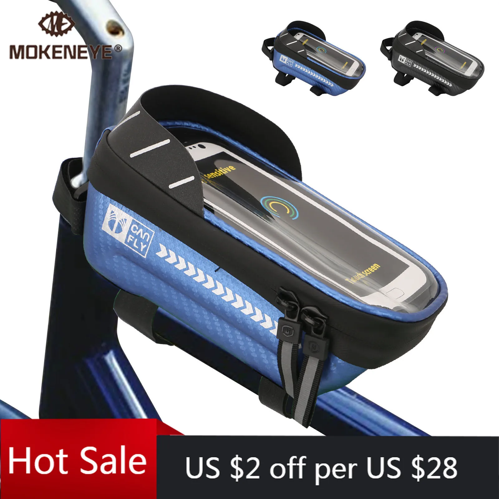 

Bicycle Bag Waterproof Road Bike Front Beam Bag Mobile Phone Case Touch Screen Bike Top Front Tube Frame Bag Riding Equipment