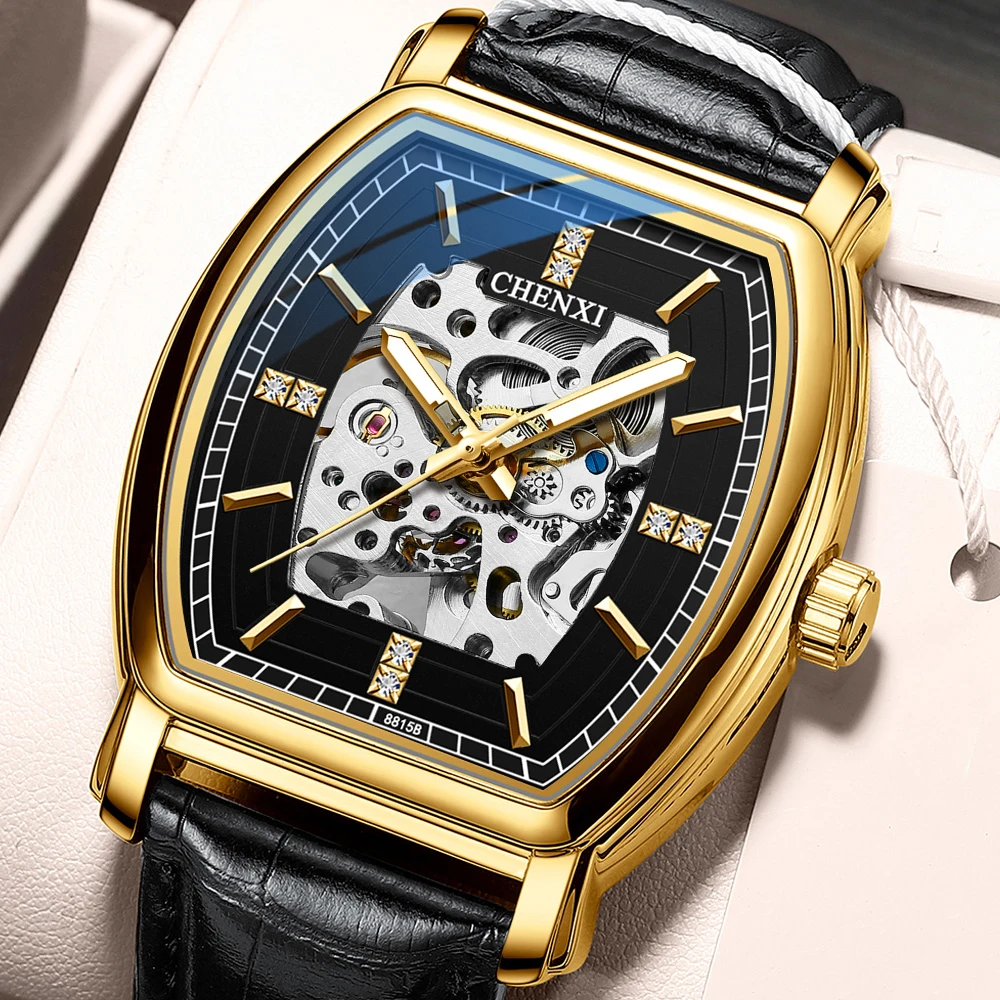 CHENXI золотые механические автоматические часы для мужчин водонепроницаемые со