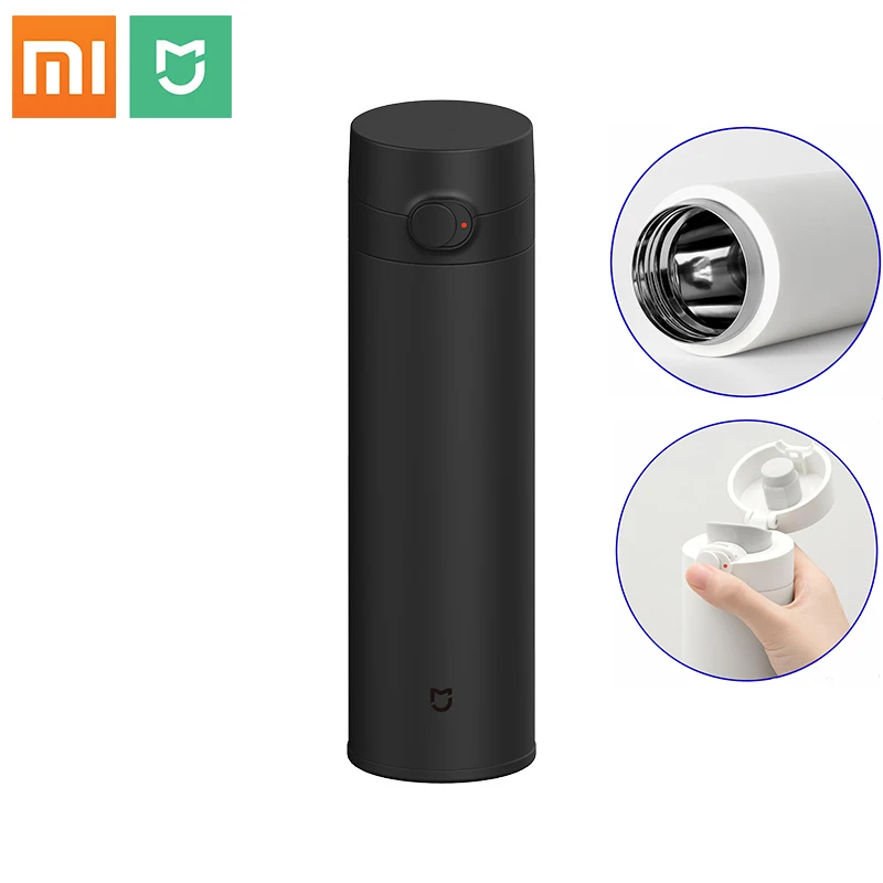 Cups 2 Stainless Steel Vacuum Mug 480ml Capacity Travel Portable Water Cup Lock Cold Elastic Switch Bottle