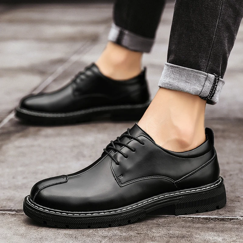 Retro Men Oxfords Formal Men's Genuine Leather Shoes Business Man Wedding Brogue Lace Up Soft Male Footwear Flat | Обувь
