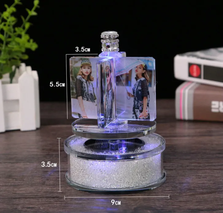1 Customized Rotating Windmill Photo Frame Exquisite Crystal Wedding Glowing Frame for Diamond Painting Picture Car Decor Gift New - Цвет: 1