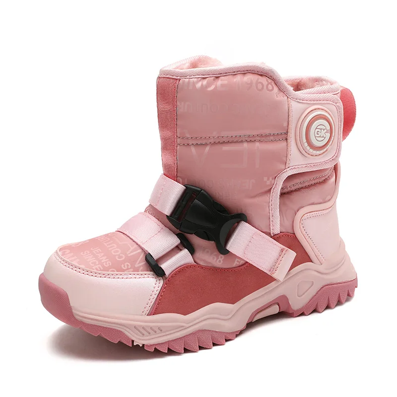 

Children's Short Plush Hiking Boots Child Sport Shoes Winter Waterproof Outdoor Boys Girls Snow Boots Platform Casual Sneakers
