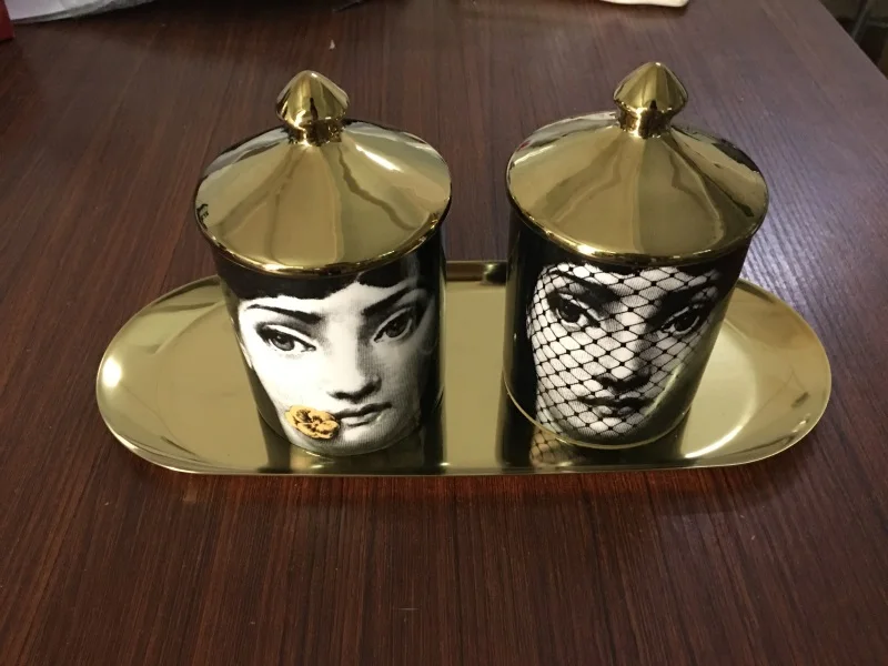 Классический художественный Декор для дома, фарфоровый подсвечник Fornasetti, банка для хранения свечей, керамическая банка для украшения дома, держатель для ручек