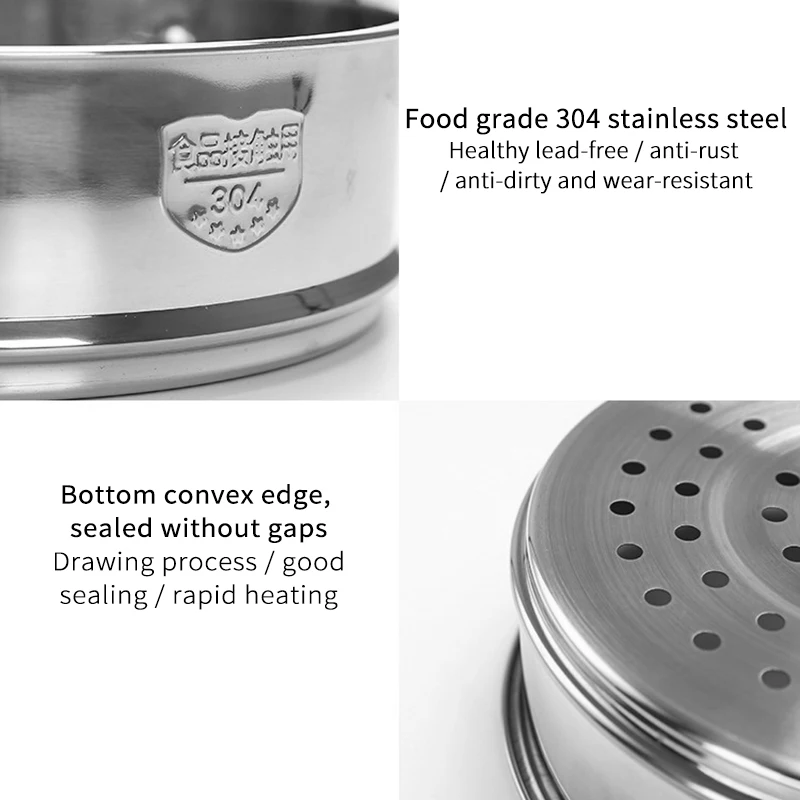 

20CM Stainless Steel Thickening Double Ear Steamer Kitchen Tools