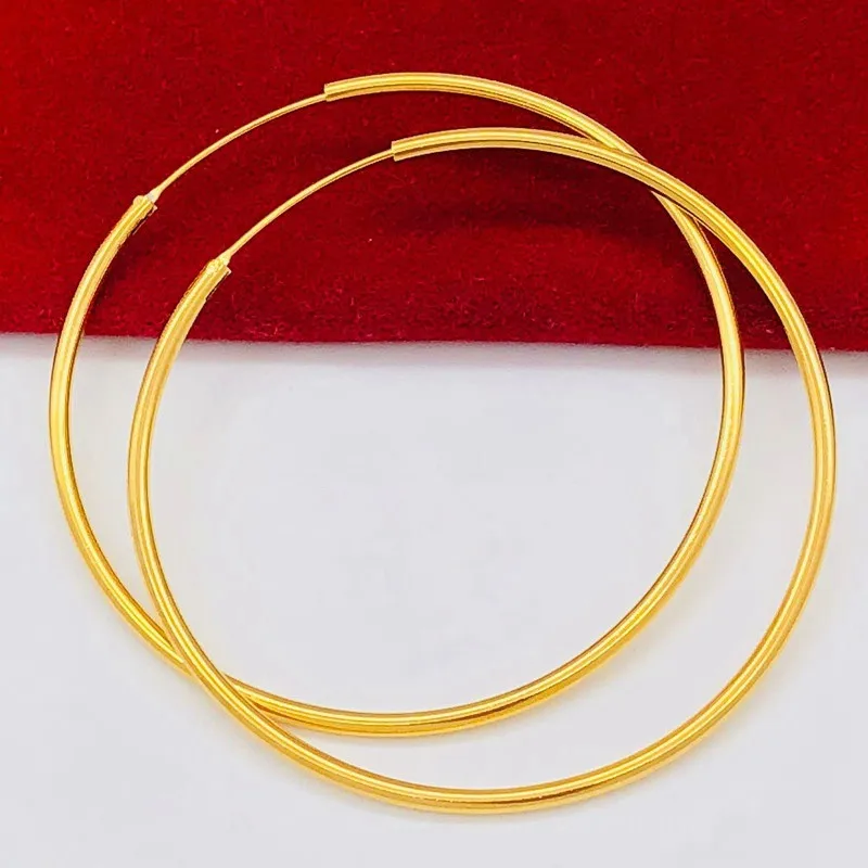 

6cm Large Circle Hoop Earrings Hyperbole 18K Gold Smooth / Carved / Frosted Womens Party Gift