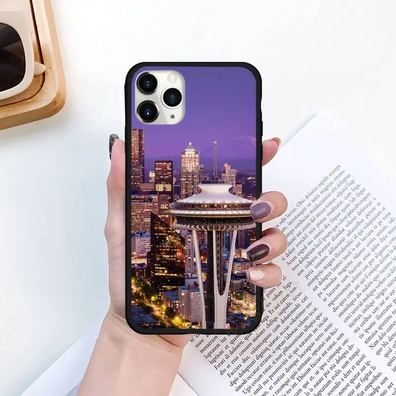 

Seattle landscape Phone Case for iPhone 11 12 pro XS MAX 8 7 6 6S Plus X 5S SE 2020 XR Luxury brand shell funda coque