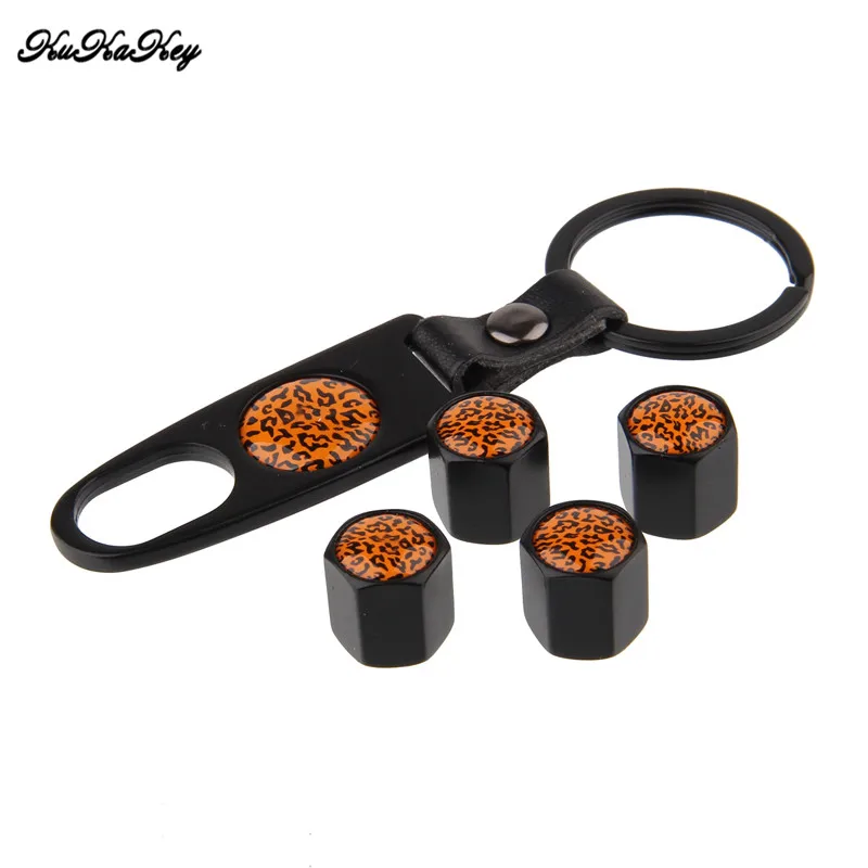 4pcs Leopard Print Car Tire Valve Caps with Keychain Motorcycle Bicycle Wheel Air Cap for Porsche Cayenne 911 996 | Автомобили и