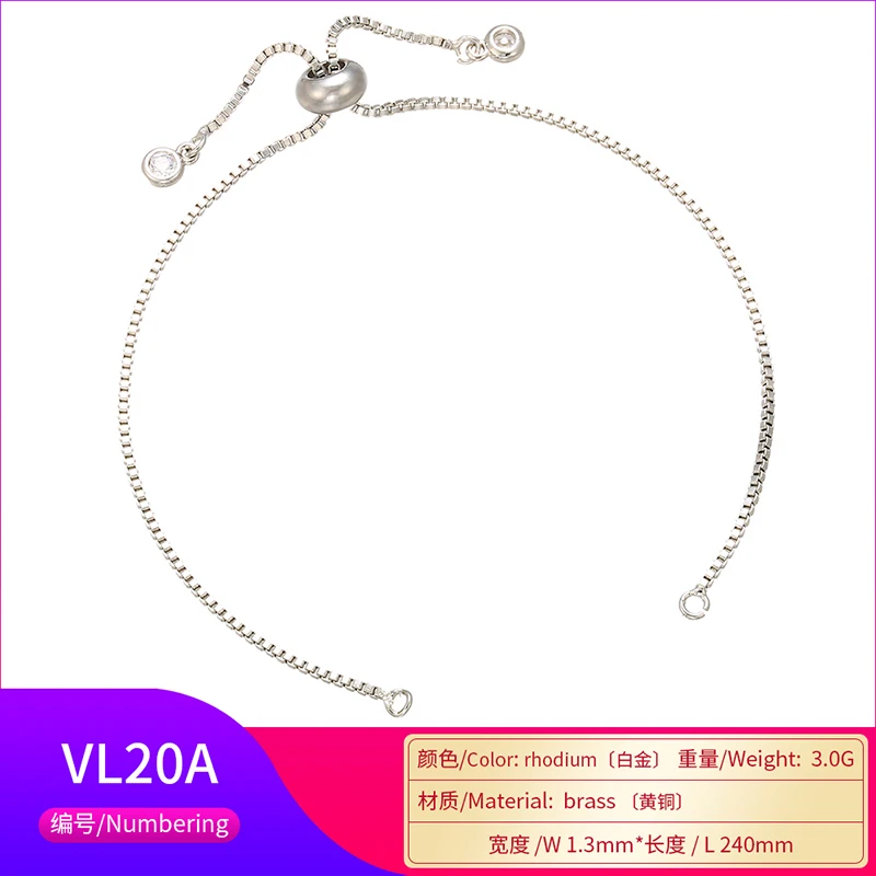 ZHUKOU 2 шт. 1 3x240 мм латунные стразы простая регулируемая цепочка для браслета