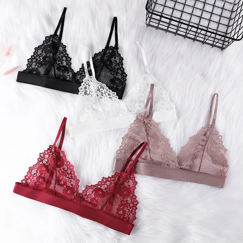 

2022 New French Sexy Lace Bra Female No Steel Ring Tube Top Bottoming Underwear Underpants Girl Sling Wrapped Chest No Chest Pad