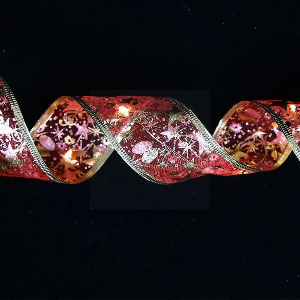 

1M/2M Christmas Double-layer Ribbon With LED Lights For Christmas Tree Decorations 2022 New Year Wall Window Home Decoratio W1S8