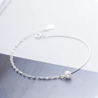 pearl double layer anklets silver 925 jewelry fashion double chain leg bracelet simple charm foot jewelry accesorios gifts
