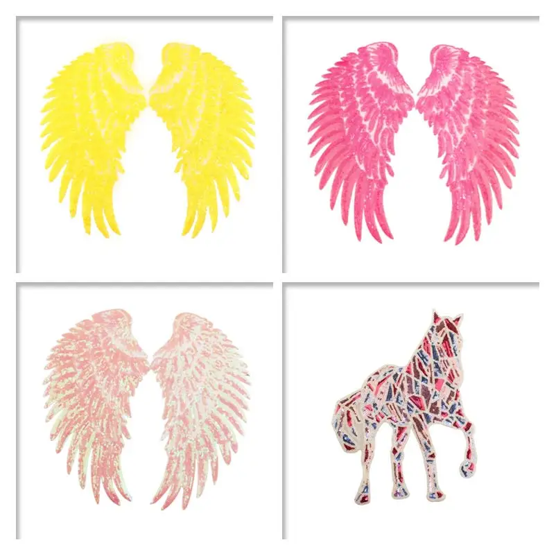 Термонаклейки для одежды с блестками крылья ангела аппликация на одежду | Дом и