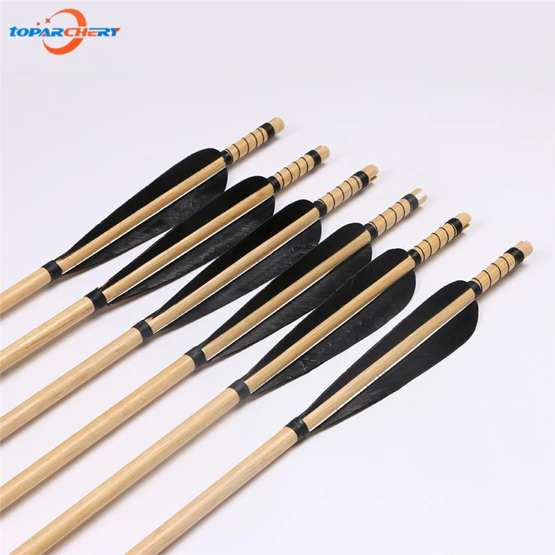 12 шт. традиционная деревянная стрела для стрельбы из лука ручной работы со