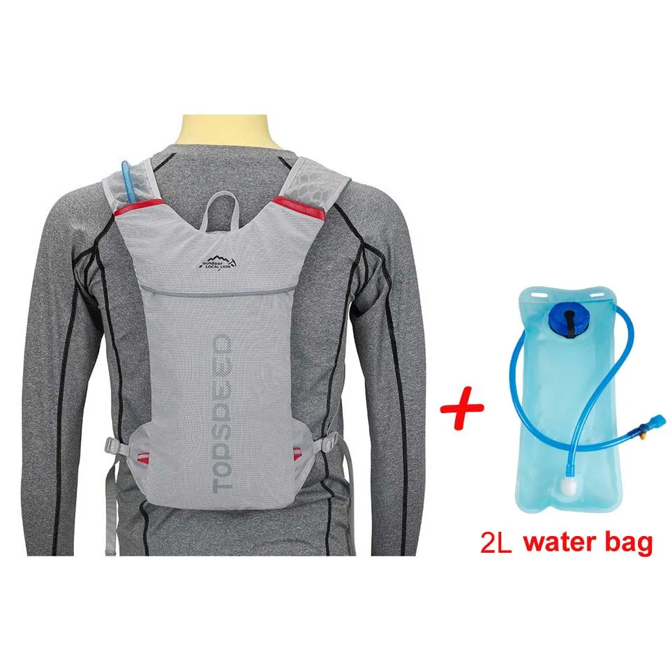 Grey with Water bag Местная Сумка для бега льва, рюкзак для бега на велосипеде, рюкзак для велоспорта 2L, мужская спортивная сумка, водонепроницаемый рюкзак для езды на велосипеде - Цвет: Grey with Water bag