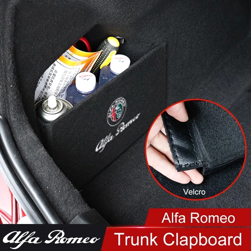 QHCP Car Trunk Side Storage Organizer Board Rear Trunk Partition Tail Box Storage Boot Baffle For Alfa Romeo Giulia