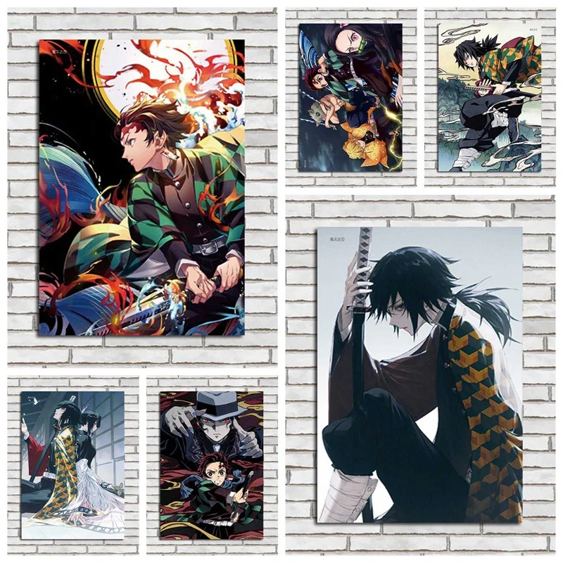 

Japanese Anime Demon Slayer Paintings Poster Wall Scroll Blade Of Demon Home Decoration Painting Boys Room Modular Picture