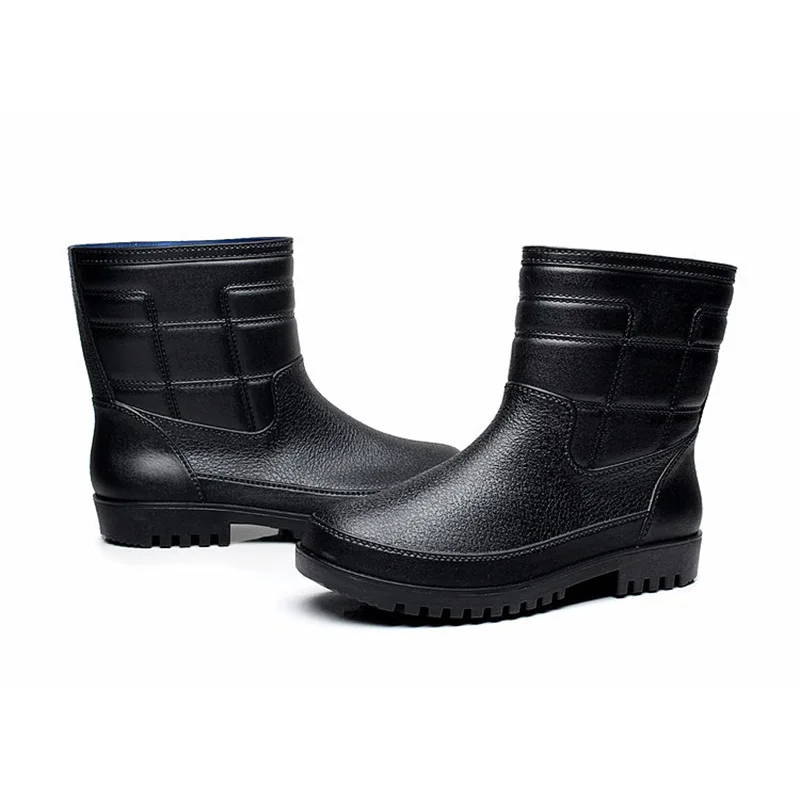 Сапоги Aleafalling мужские на платформе ПВХ водонепроницаемые однотонные круглый