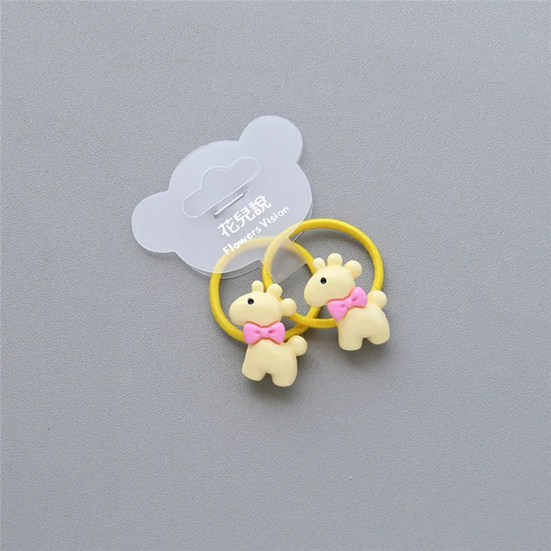 

1pair Cute baby hair ring animal fruit small head rope rubber band elastic hair band acrylic children hair accessories headwear