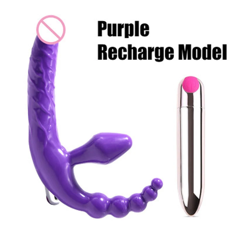 Ten frequency soft glue simulated penis with three head point posterior court anal plug Lesbian wear sex toy products | Красота и