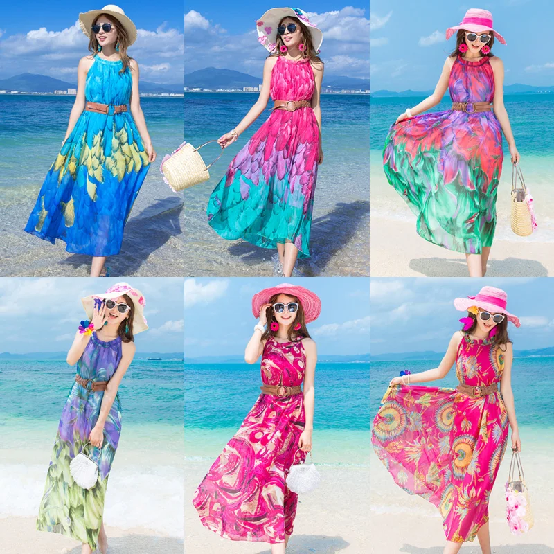 Женский сарафан женское летнее длинное платье с цветочным принтом повседневное