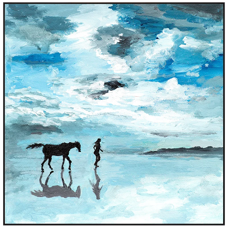 Abstract Bright Sky Sea Canvas Painting Poster and Print Modern Beach Wall Art Square Pictures For Living Room Bedroom home deco | Дом и сад