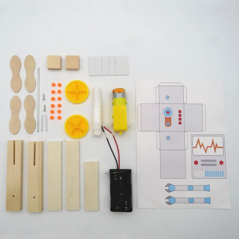 Студенты делают Diy ручной робот ходьба научный экспериментальная электронная