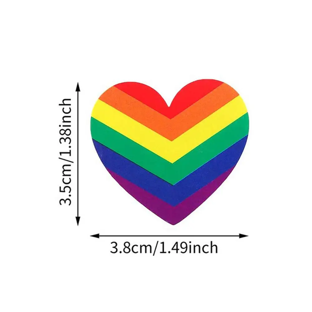 

500pcs/roll Gay Pride Self Adhesive Sticker Roll Rainbow Heart Shaped Seals Label for Party Shirts Love Decoration Heart Sticker