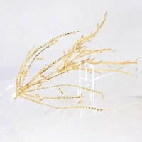 baroque crowns gold leaf tiaras crystal hair jewelry women luxury wedding hair accessories princess handmade bridal headpiece