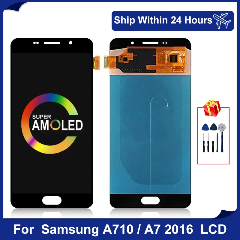 ЖК дисплей 5 дюймов Super AMOLED для Samsung Galaxy A710 дигитайзер сенсорного экрана samsung A710F SM