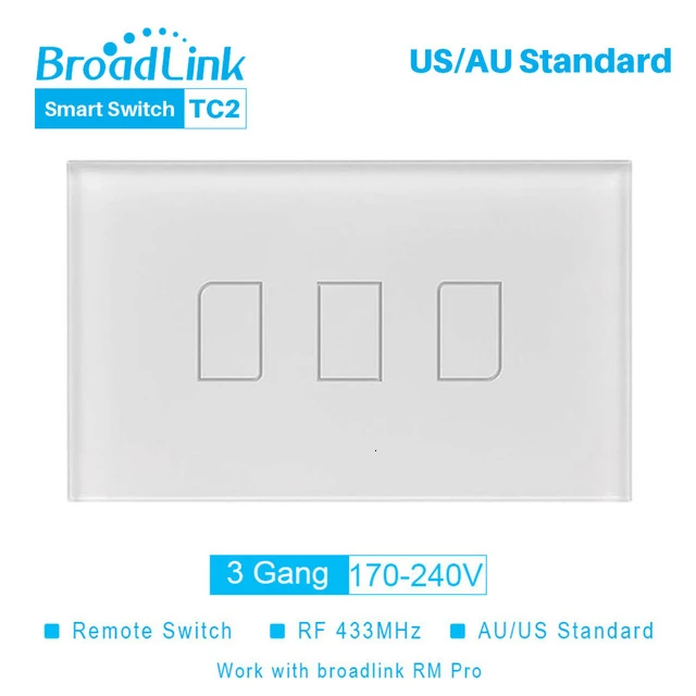 TC2US3GANG110V Broadlink TC2 1 банда/2 банды/3 банды Великобритания/ЕС/США сенсорный RF433 настенный Wi-Fi адаптер с одним управлением Беспроводной Wi-Fi пульт управления настенный светильник - Цвет: TC2US3GANG110V