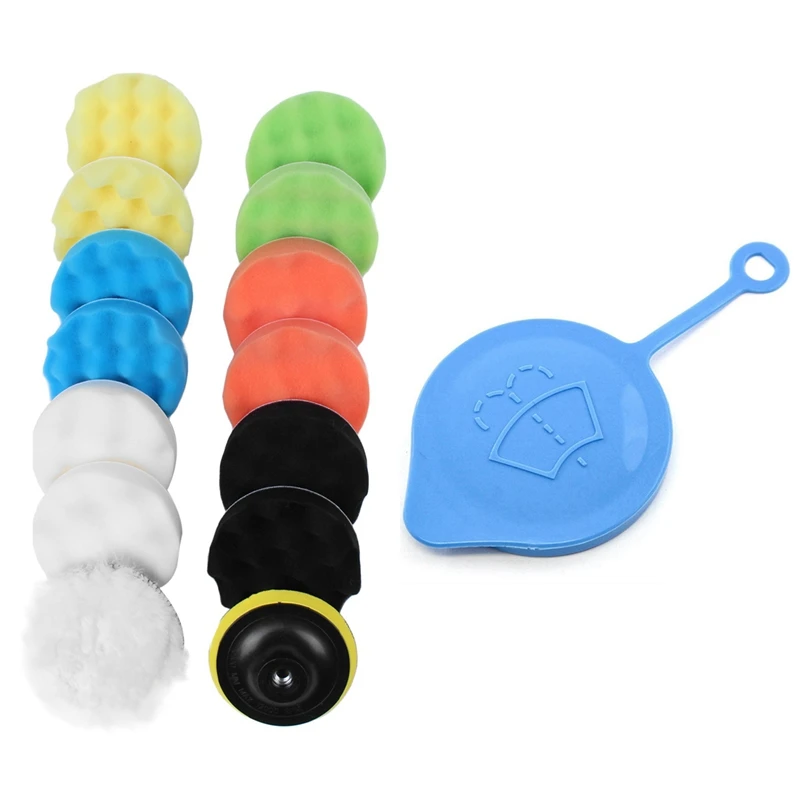

15Pcs 4Inch Polishing Waxing Buffing Pads Kit With Windshield Washer Bottle Cap For Honda Many Models