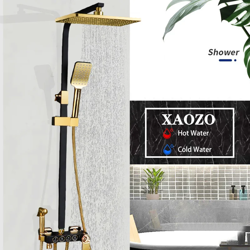 Ванная комната латунный душевой комплект Цвет черный золотистый белый Bottun пресс