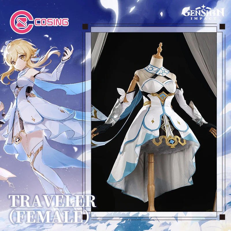 UWOWO Traveler Cosplay Genshin Impact Lumine/карнавальный костюм на Хэллоуин для девочек Детские