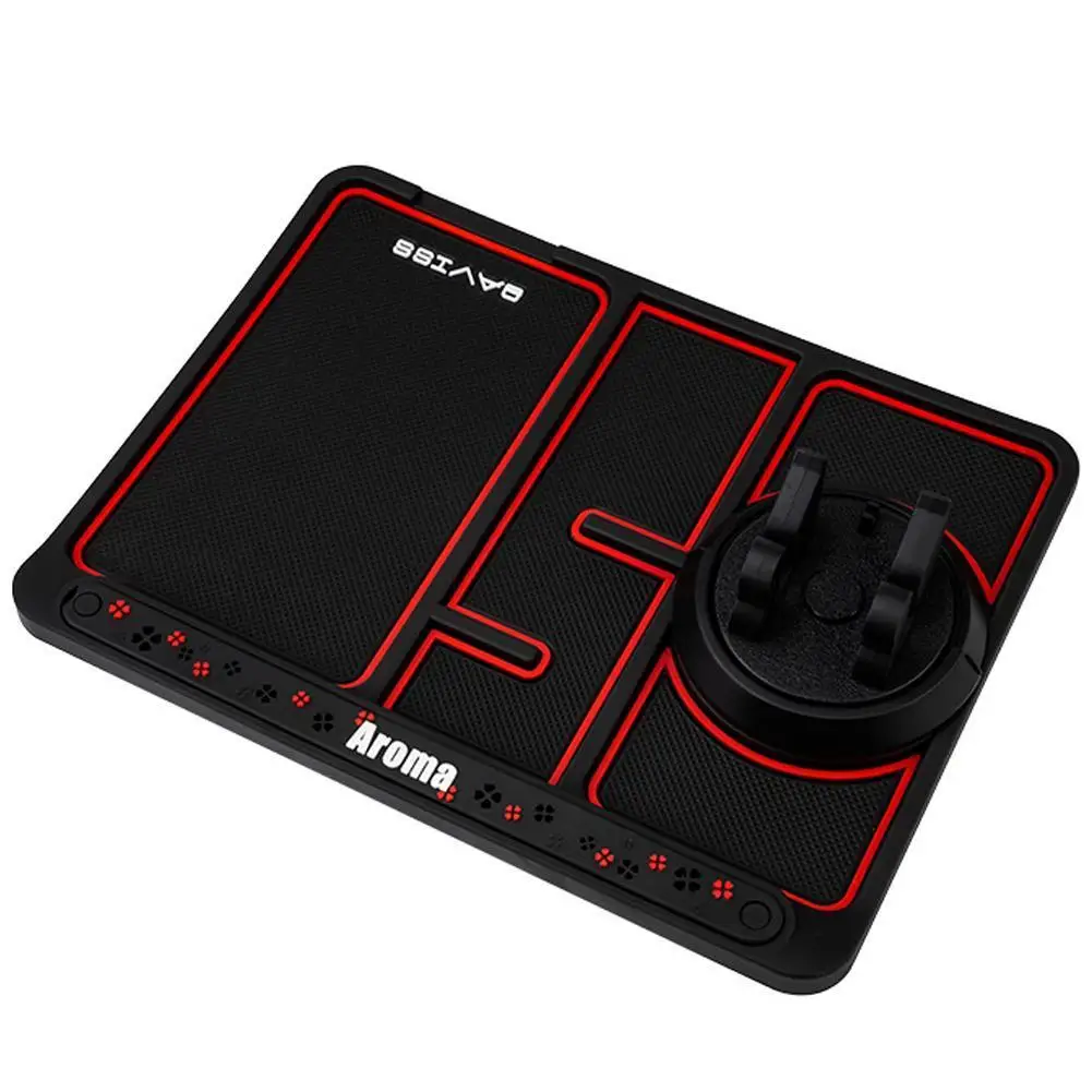 

Silicone 4 In 1 Car Anti-Slip Mat Dashboard Sticky Phone Holder Mat Auto Non-Slip Phone Pad w Phone Holder Function CarInterior