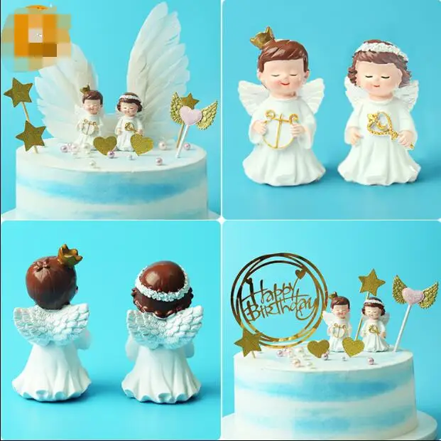 Лидер продаж Новые 2021 торт ко дню рождения украшены смолы крыло Ангела куклы