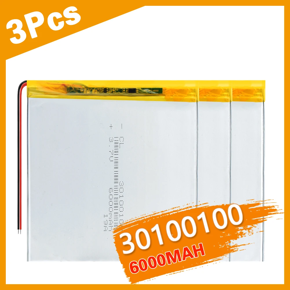 

1/2/4 Pcs 3.7V Rechargeable 30100100 6000mAh Li-polymer Lithium Polymer Battery Replacement For E-book Tablet Laptop E-book