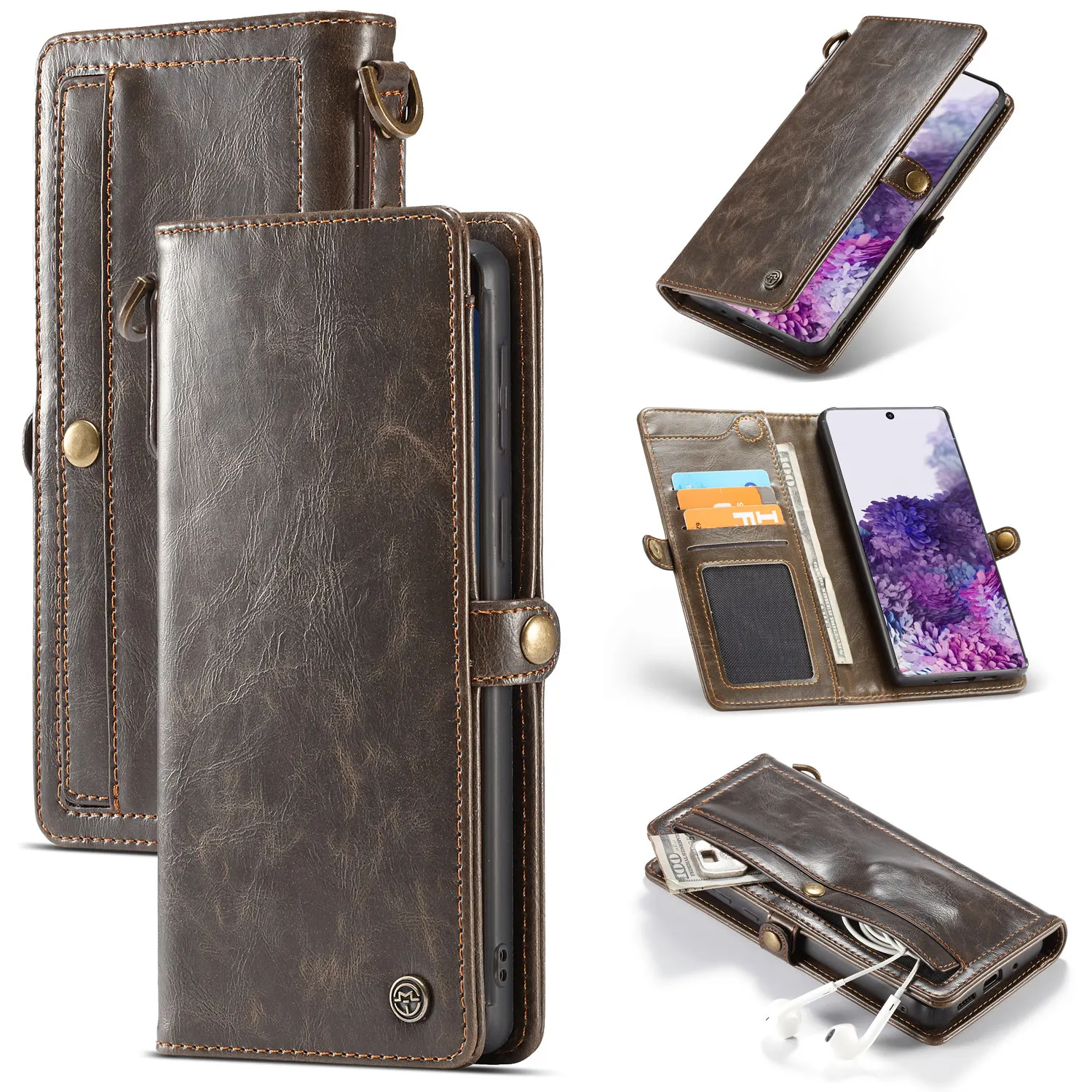 

Original Case For Samsung Galaxy Note 20 S20 Ultra Note 10 Plus CaseMe Retro Flip Leather Magnetic Removable Wallet Case Cover