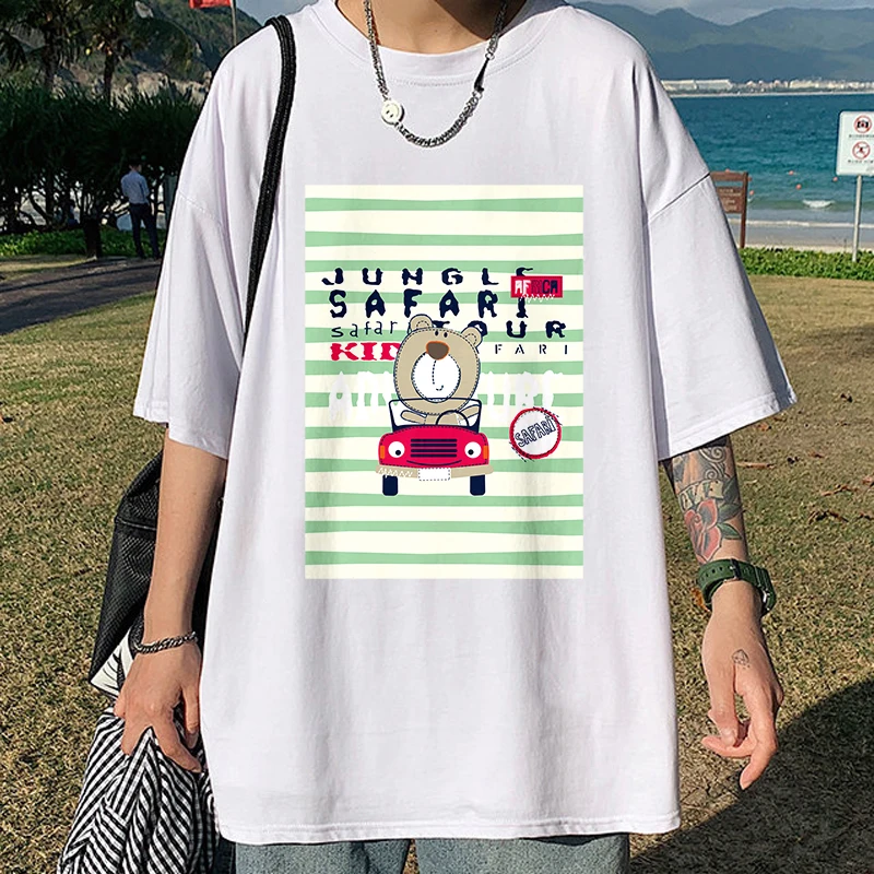 

Jungle Safari Tour Bear Graphic Tee Anime daily Clothing Female Streetwear Fancy Man Vintage Top shirt oversize Playeras Mujer
