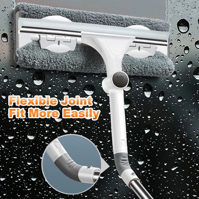 

Glass Cleaning Tool Window Cleaner Mop Squeegee Wiper New Long Handle House 360 Easy Rotating Mop Double-sided Telescopic Rod