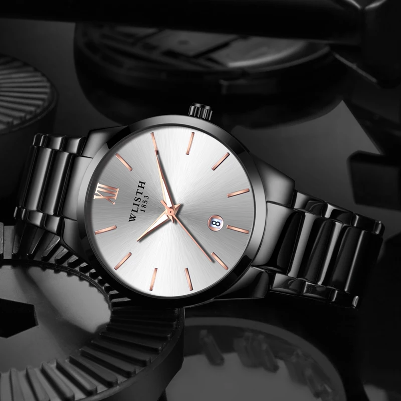 Новые модные мужские часы синие стальной ремешок Календарь Мужские светящиеся