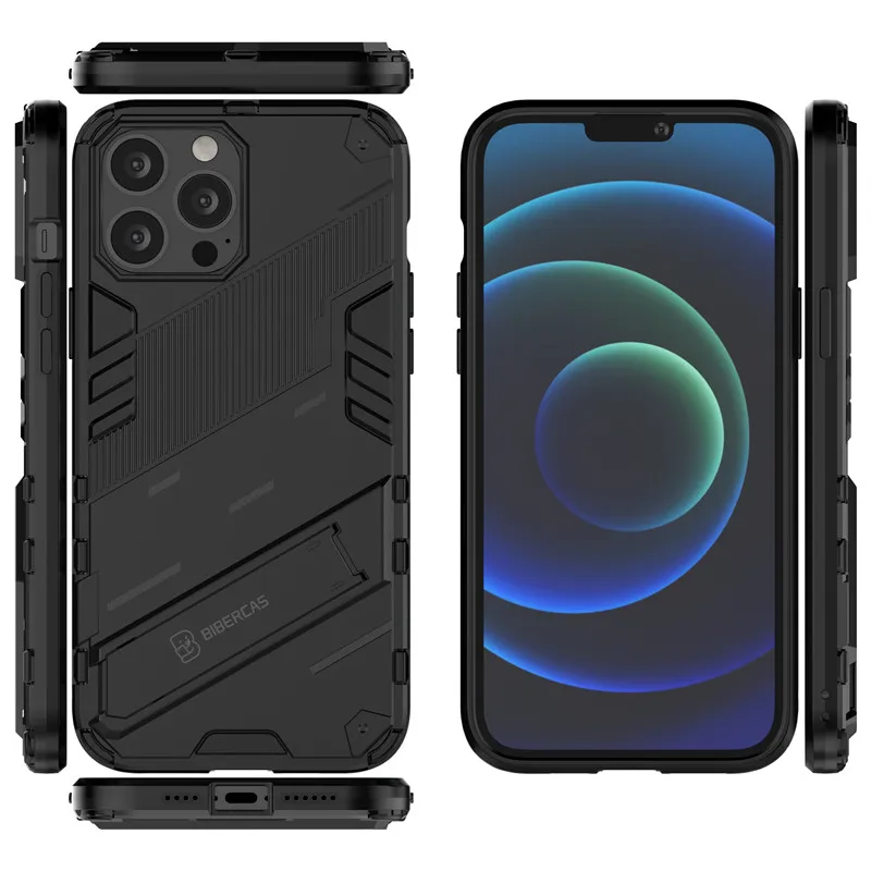 Phone Case For iPhone 13 Pro Max Case For iPhone 13 12 11 Pro Max Cover Hard PC Bracket Shockproof Case For iPhone 13 Bumper 