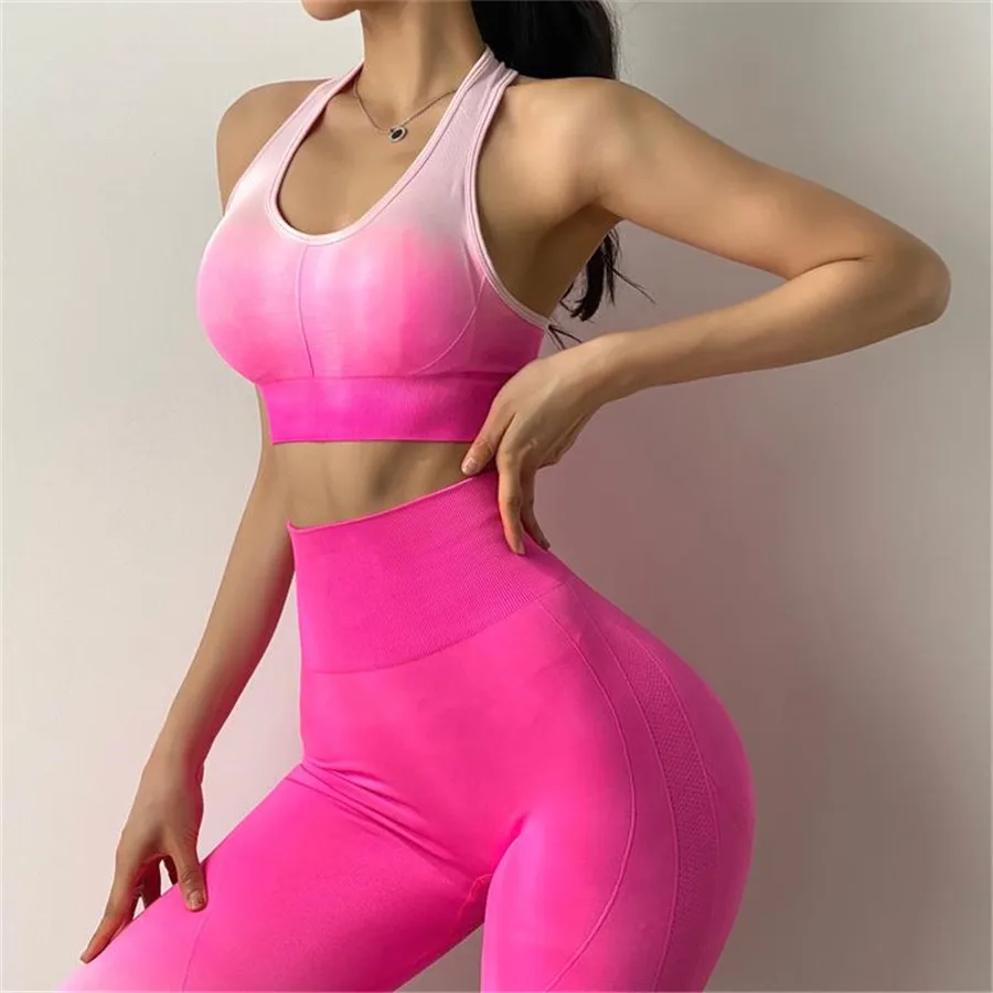 2022 Squat Proof Seamless Yoga Set Gym Fitness Women Sportswear Female Workout Srunch Booty Leggings Sport Training Activewear
