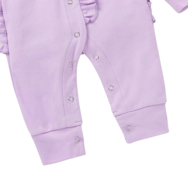

Autumn Winter Baby Girls Solid Color Ruffled Romper Cotton Jumpsuit Long Sleeve Playsuit For Newborn
