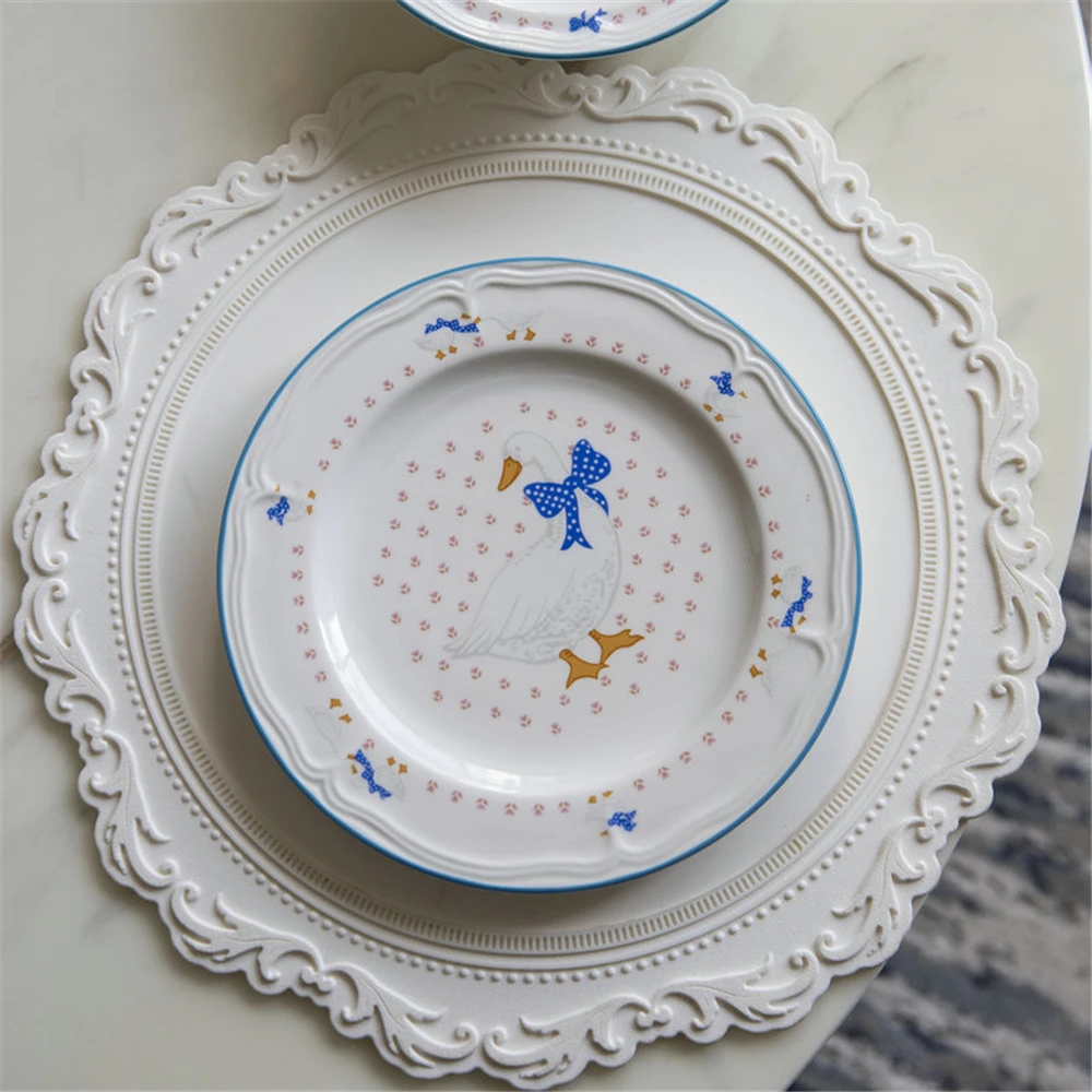 Белая силиконовая подставка под столовую посуду 35 см маслостойкая