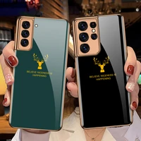ultra thin phone case for samsung s21ultra cartoon deer case protective pc for s21plus s21 funda protective shell shockproof
