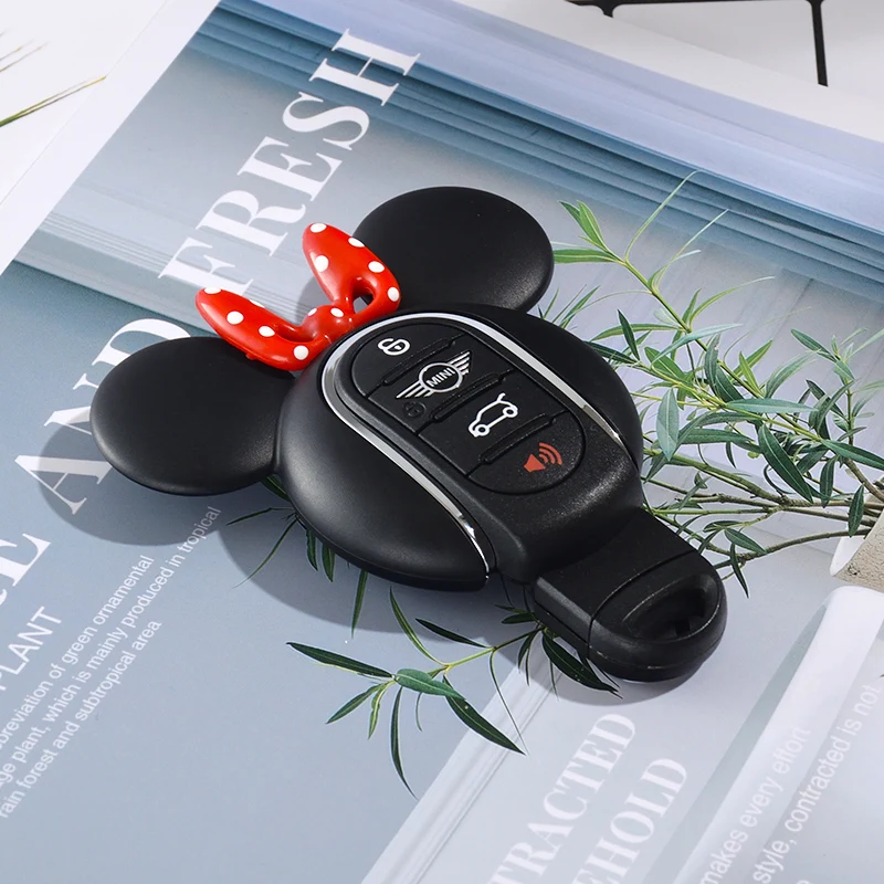 

Fat Mouse Ear Cartoon Car Key Case ABS Key Cover Holder Shell for BMW Mini Cooper F54 F55 F56 F57 F60