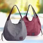 Сумка-шоппер женская с несколькими карманами, Модный дизайнерский саквояж на плечо, Повседневная хлопковая холщовая сумочка-тоут, клатч