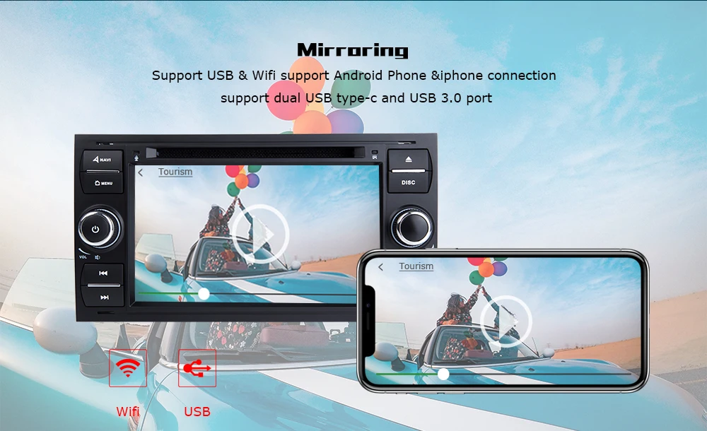 2 din Android 9 Автомагнитола для Ford Focus 2 3 mk2 Mondeo 4 Kuga Fiesta Transit Подключите S-C MAX Мультимедиа gps навигатор головное устройство
