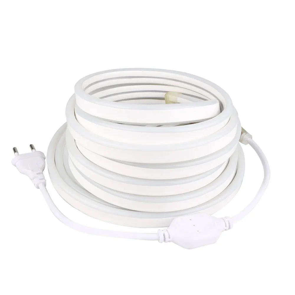 220V 2835 неоновая Светодиодная лента светильник гибкий шнур 120led/M Фея светильник ing IP68 Водонепроницаемый со штепсельной вилкой европейского стандарта наружной отделки